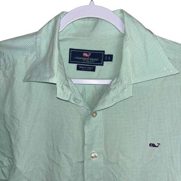 vineyard vines whale shirt mens large plaid green white long sleeve button shirt - Picture 7 of 11